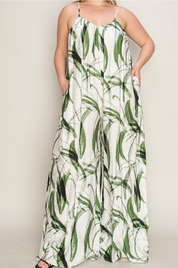 Ava's Printed Jumpsuit In olive Green