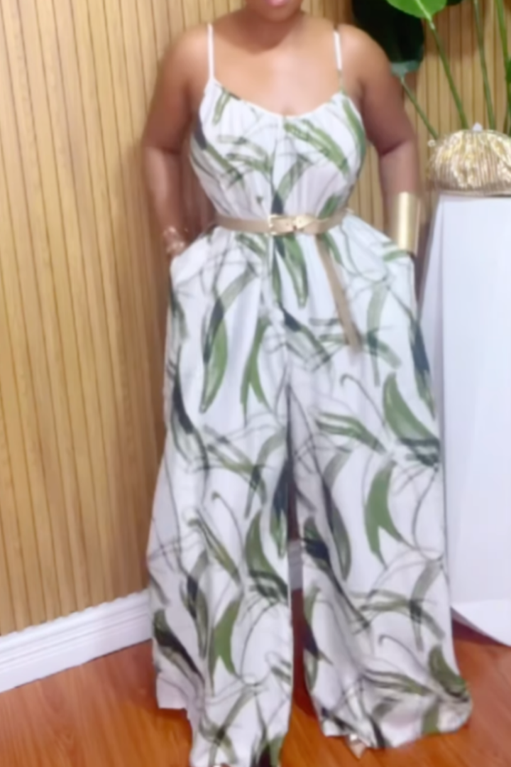 Ava's Printed Jumpsuit In olive Green