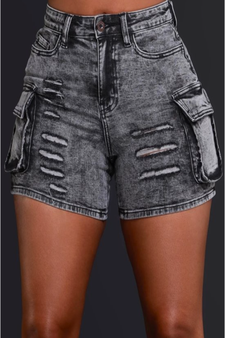 High Rise Cargo Shorts