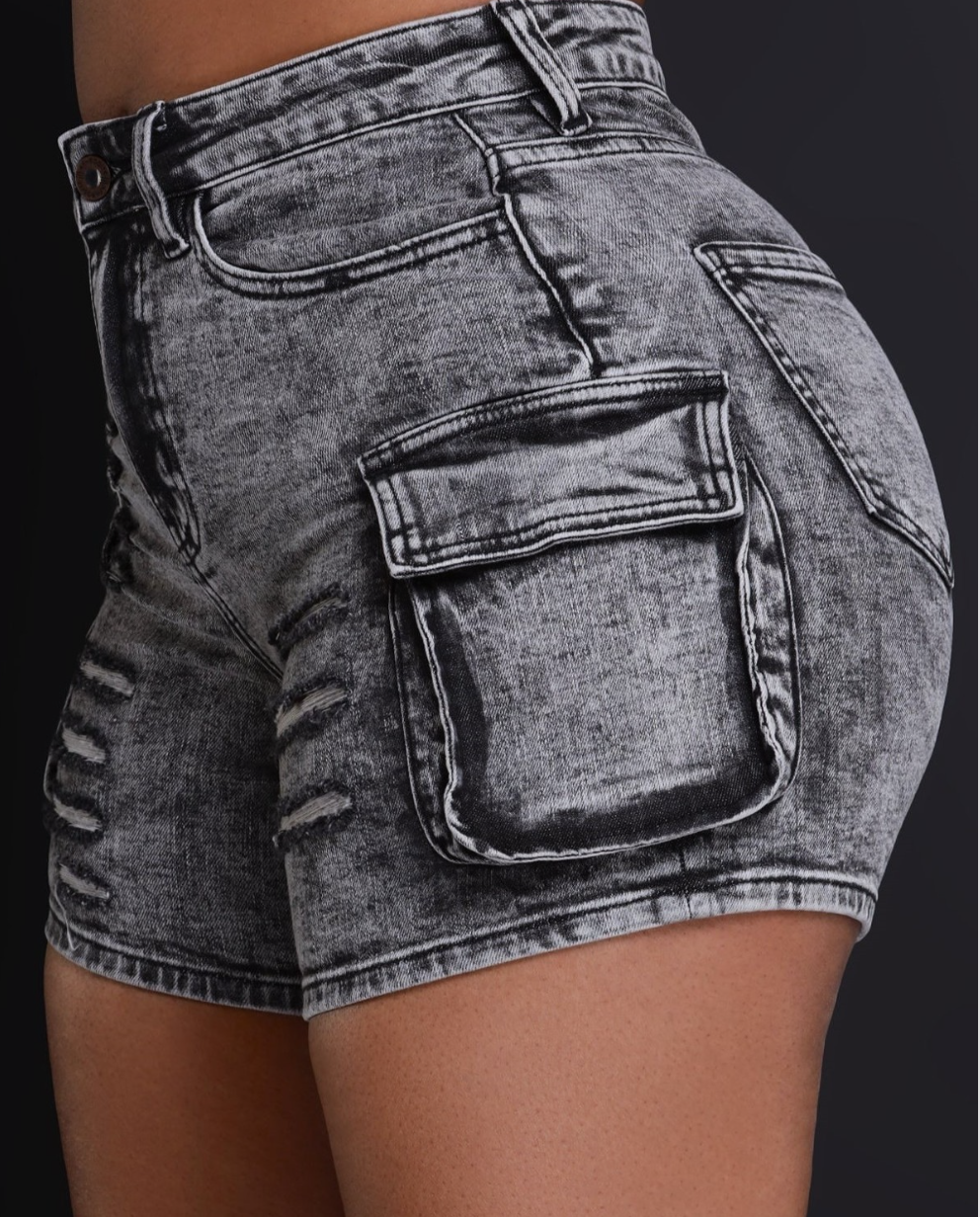 High Rise Cargo Shorts