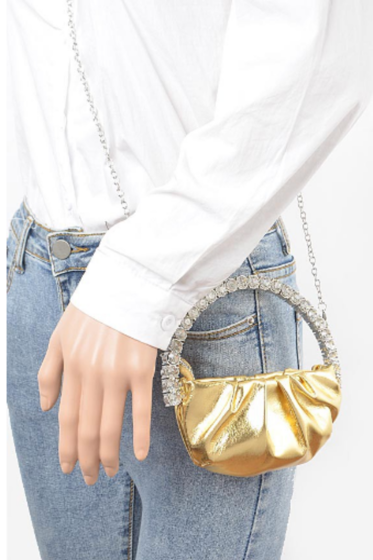Metallic Stone Handle Cross Bag