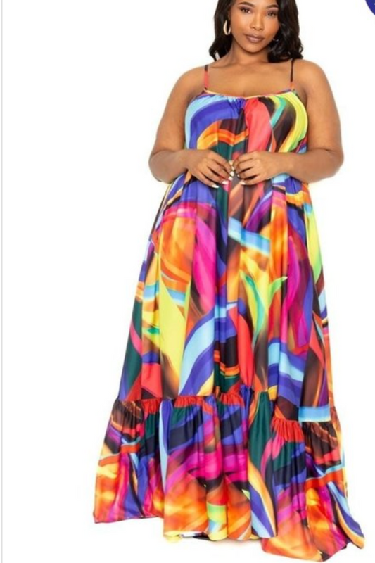 Camila's Voluminous Dress In Multi ( Plus)