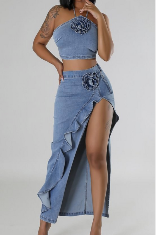 Chloe Denim Skirt Set