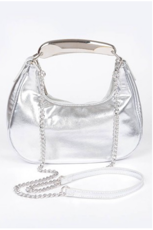 Metallic Faux Leathern Hand Bag